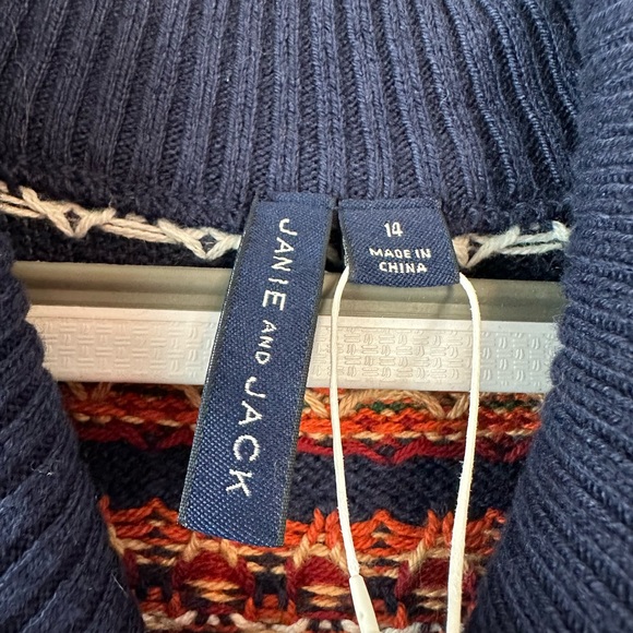 Janie and Jack Boys The Library Cardigan Merchant Marine Fair Isle NWT (Sz 14) - Picture 5 of 7